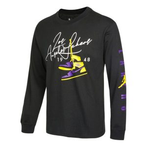 Men's Nike Lal Nk Cts Jdn Stmt Ls Te Shoes Printing Sports Round Neck Long Sleeves Black T-Shirt DA6533-010