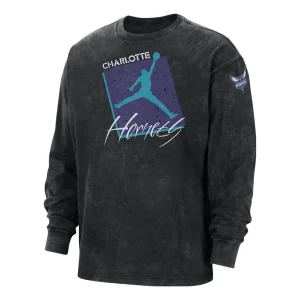 Air Jordan Max90 Charlotte Hornets Courtside Statement Edition NBA Long-Sleeve T-Shirt 'Black' DZ5555-010