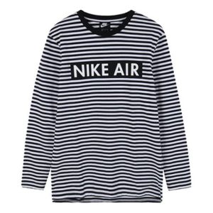 Nike Air Top Ls Alphabet Logo Printing Black White Stripe Long Sleeves Black White 930462-101