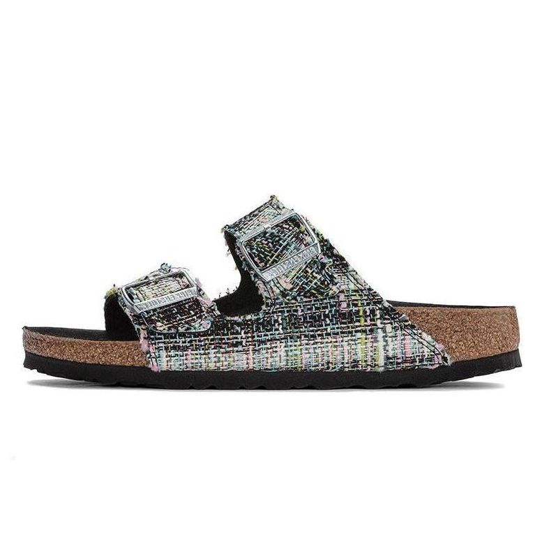 Birkenstock Arizona Rivet Logo Festive Weave Green Narrow Fit Sandals 'Textile Microfibre Vegan' 1023277