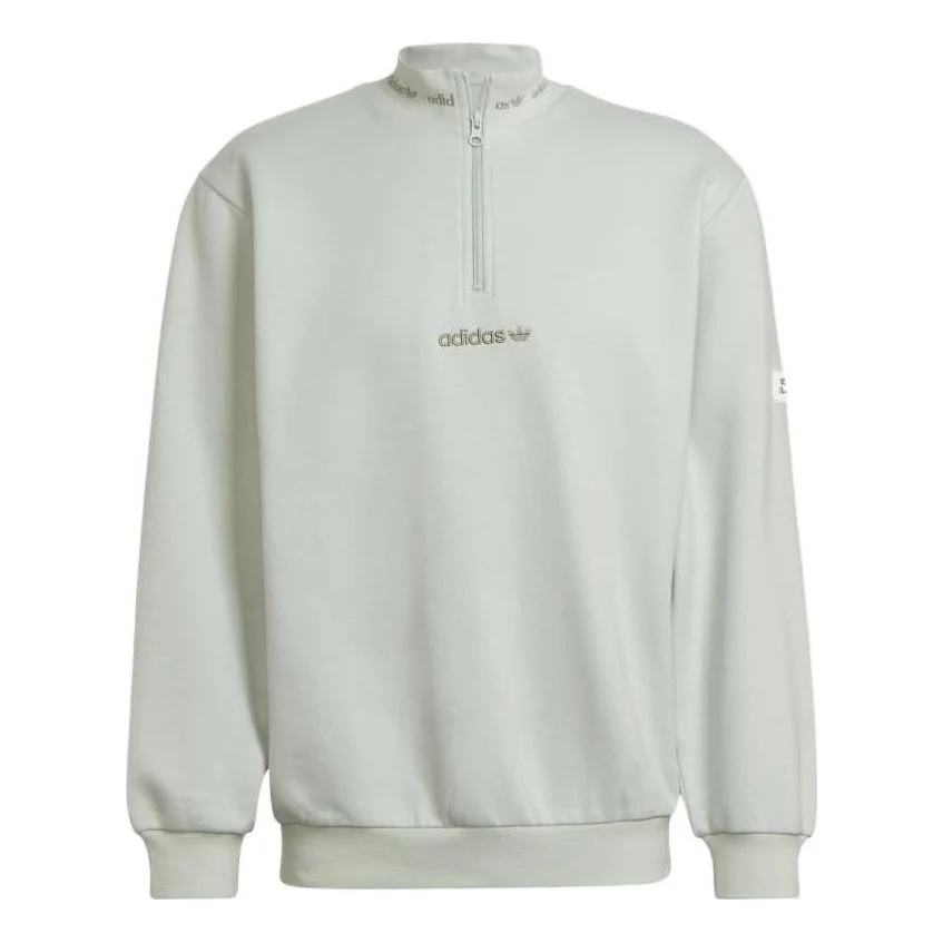 adidas originals Small Logo Solid Color Sports Pullover Light Green HM2657