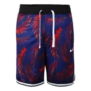 Nike Flowers Logo Printing Drawstring Basketball Shorts Blue AR1322-590