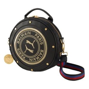 (WMNS) PUMA x Balmain Round Backpack Shoulder Body Bag 'Black Gold' 077127-01