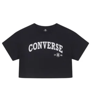 (WMNS) Converse Retro Chuck Cropped T-Shirt Asia Sizing 'Black' 10026367-A02