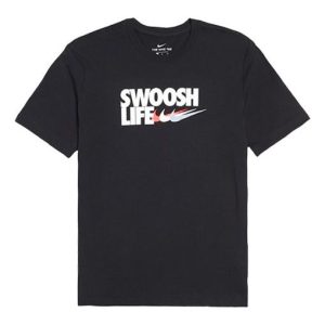 Nike Alphabet Logo Round Neck Short Sleeve Tee 'Black Swoosh Life' CU0088-010