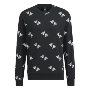 adidas Fi Bp1 Aop Swt Full Print Logo Sports Round Neck Pullover Black HE7447