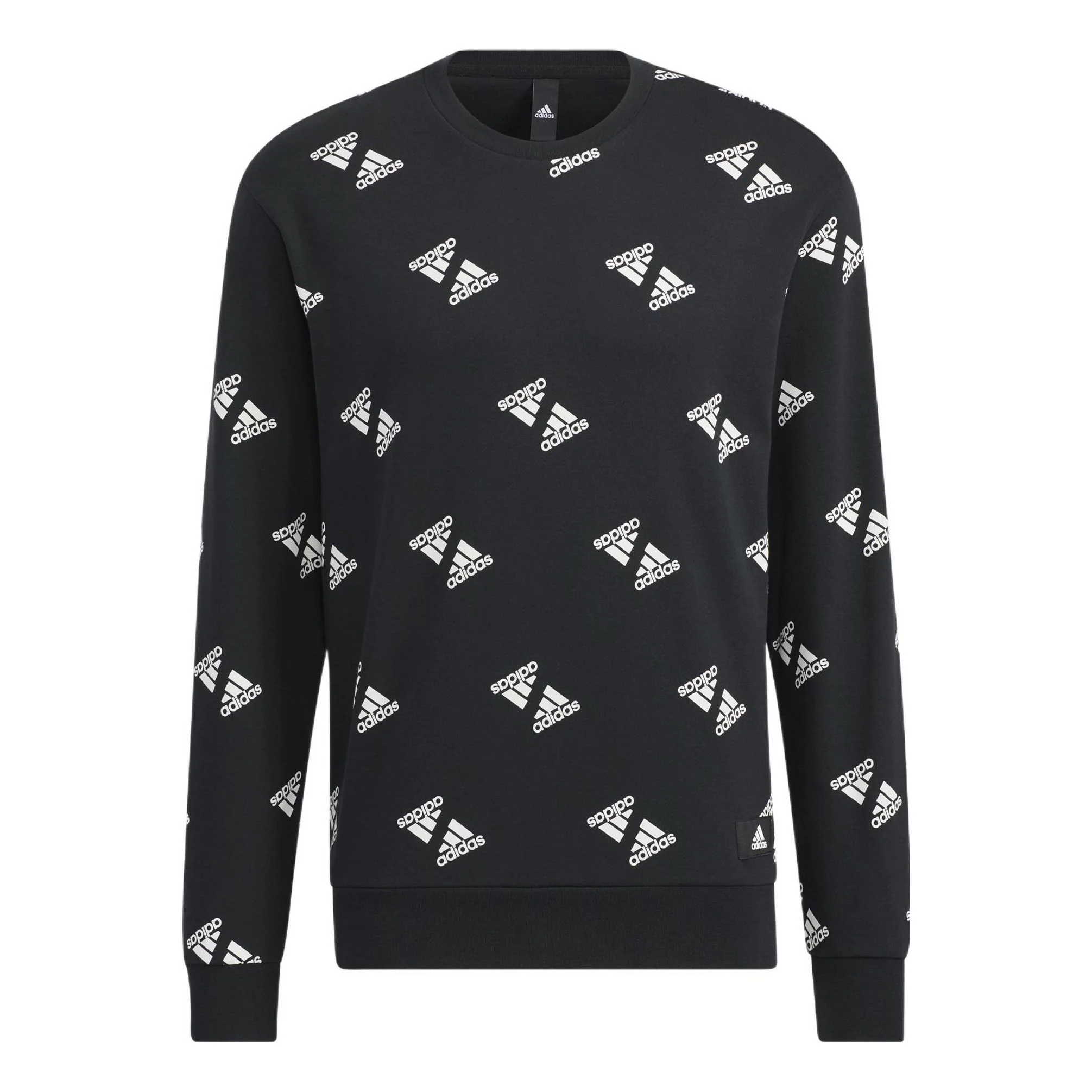 adidas Fi Bp1 Aop Swt Full Print Logo Sports Round Neck Pullover Black HE7447