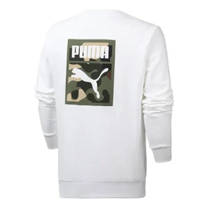 PUMA Camouflage Logo Printing Round Neck Pullover White 578884-02
