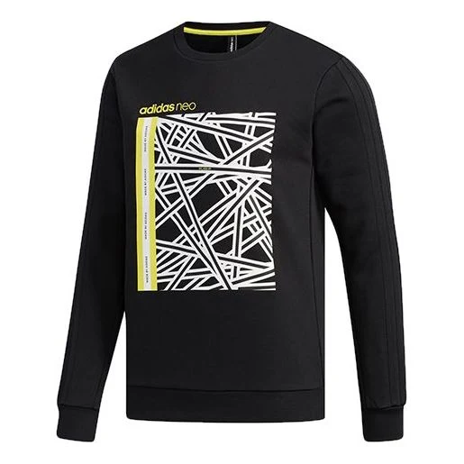 adidas neo M FAVES SWT 1 Sports Round Neck Pullover Black FP7856