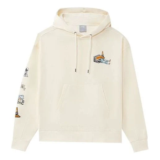 Li-Ning Skateboard Series Funny Pattern Printing Loose Pullover Hoodie 'Creamy White' AWDS177-3