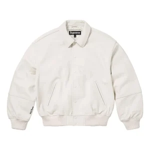 Supreme GORE-TEX Infinium Windstopper Leather Varsity Jacket 'White' SUP-FW23-095