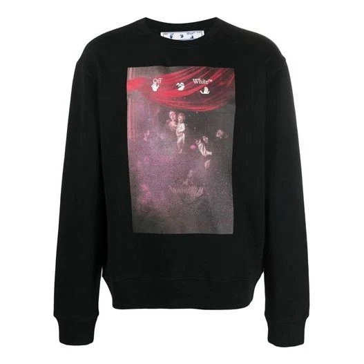 Off-White SS21 Arrows Pattern Printing Round Neck Long Sleeves Version Black OMBA025S21FLE0091001