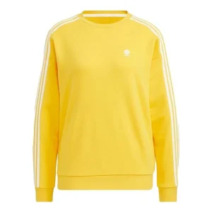 (WMNS) adidas neo 3-Stripes Crew sweatshirt 'Yellow White' HM7417