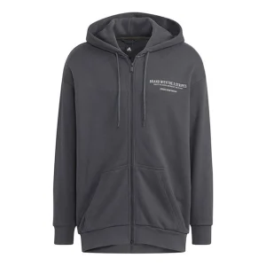 Men's adidas Alphabet Printing Pattern Drawstring Pullover Hooded Long Sleeves Jacket Gray HZ7028