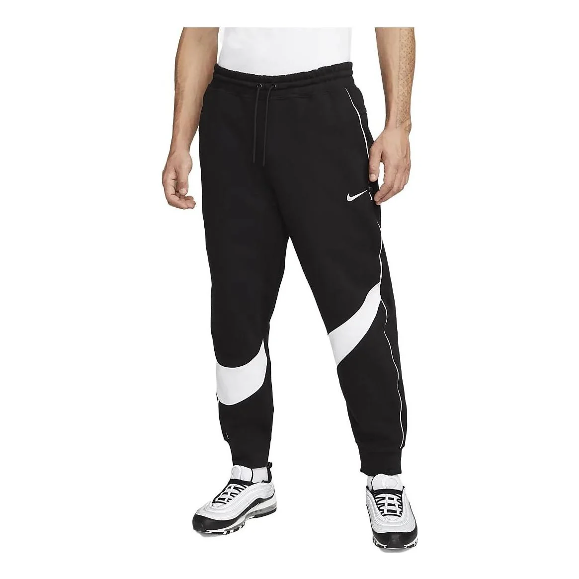 Nike Sportswear Big Swoosh Sweatpants Asia Sizing 'Black White' DX0565-010