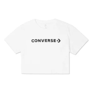 (WMNS) Converse Puff Wordmark T-Shirt Asia Sizing 'White Black' 10021656-A05