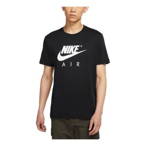 Men's Nike Air Large Logo Printing Sports Round Neck Short Sleeve Black T-Shirt DD3352-010