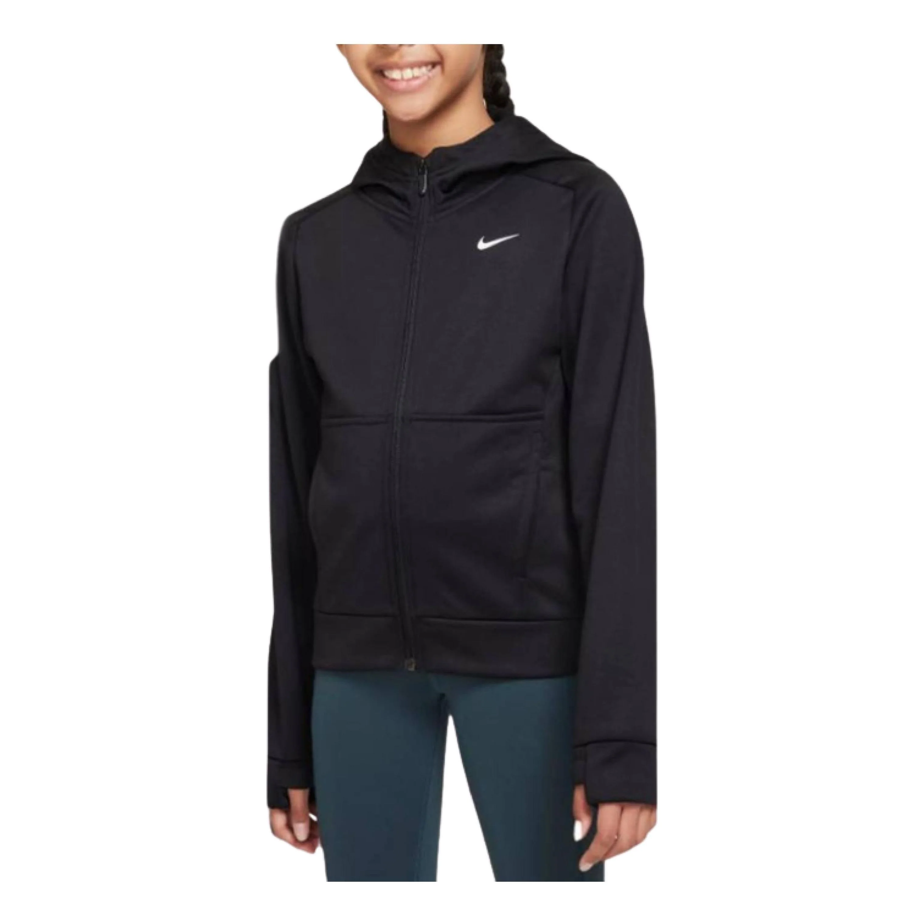 (GS) Nike Therma-FIT Full-Zip Hoodie 'Black White' FD2861-010