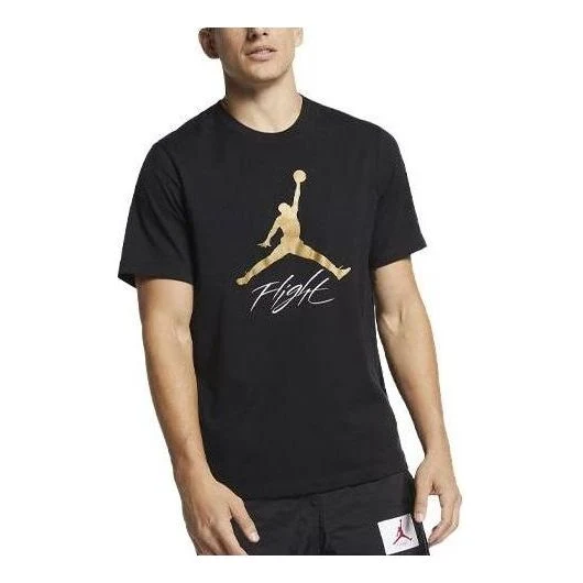 Air Jordan Jumpman Flight Logo T-Shirt 'Black Gold' AO0664-011
