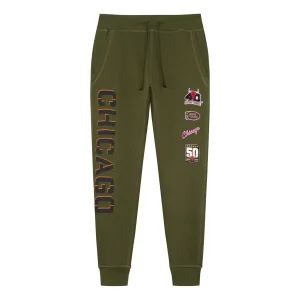 Mitchell & Ness x NBA Chicago Bulls Script Flight Pants 'Olive Green' BMSPDP22085-CBUOLIV