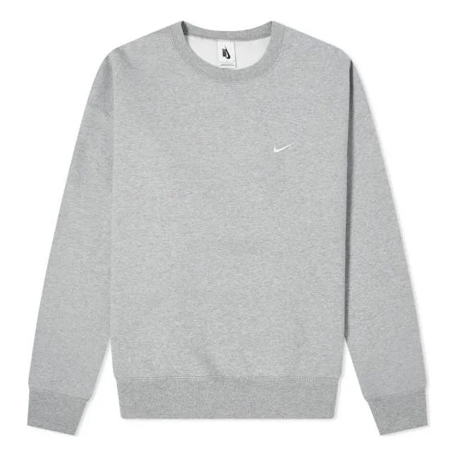 Men's Nike Solid Color Embroidered Logo Round Neck Long Sleeves Dark Grey CV0554-063