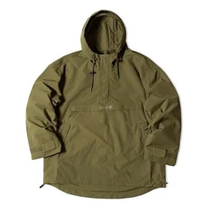Men's Converse x Kim Jones Crossover Casual Sports Half Zipper Hooded Jacket Military Green 10021731-A02