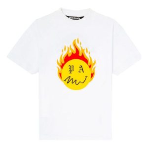 Palm Angels Burning Head Short-Sleeve T-Shirt 'White/Yellow' PMAA001R21JER0040118