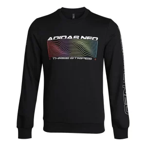 adidas neo Round Neck Alphabet Knit Pullover Black GM2306