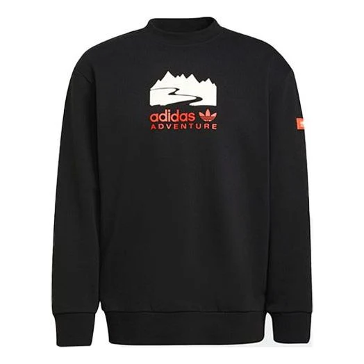 Men's adidas originals Funny Printing Sports Round Neck Pullover Black H09106