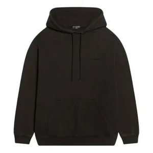 Balenciaga Logo Hoodie Medium Fit 'Washed Black' 600583TLVB81146