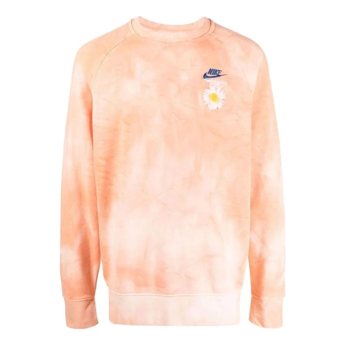 Men's Nike Chest Brand Logo Embroidered Tie Dye Round Neck Long Sleeves Orange DM5010-693