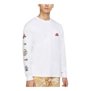 Nike SB Cartoon logo Printing Pocket Skateboard Long Sleeves White CZ6176-100
