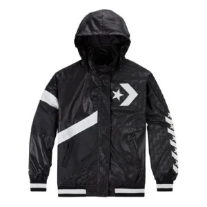 (WMNS) Converse Logo Hooded Jacket Asia Sizing 'Black' 10017653-A01