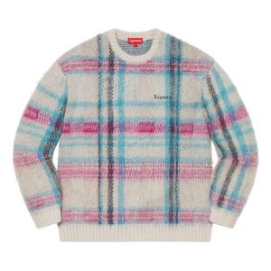 Supreme Brushed Plaid Sweater 'White Blue Pink' SUP-FW20-260