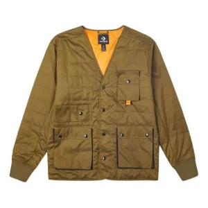 Men's Converse Retro Multiple Pockets Casual Stay Warm Green Jacket 10019990-A02
