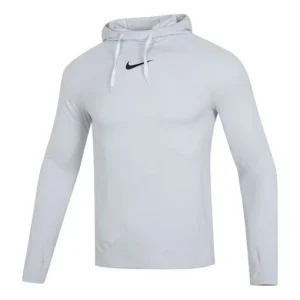 Men's Nike Solid Color Logo Loose Hooded Long Sleeves Gray DQ5052-043