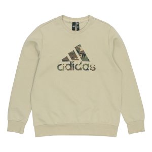 Men's adidas Fi Incamo Swt Camouflage Logo Printing Sports Round Neck Pullover Light Yellow H39331