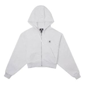 (WMNS) Converse Retro Chuck Full Zip Hoodie Asia Sizing 'Grey' 10025888-A02
