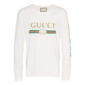 Gucci Classic Double G Logo Belt Pattern Long Sleeves White 476330-X9V44-9169