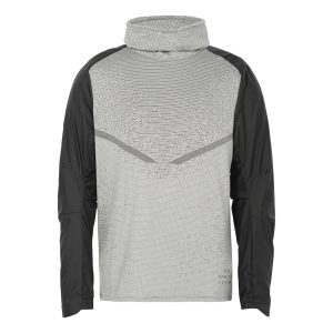 Men's Nike SS22 Colorblock Breathable High Collar Stripe Long Sleeves Black Gray T-Shirt DM4629-010