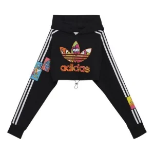 (WMNS) adidas Originals x Jeremy Scott Cropped Hoodie 'Black Red' H53361