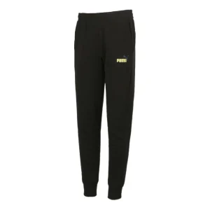 PUMA Logo Training Sweatpants 'Black Yellow' 588699-01
