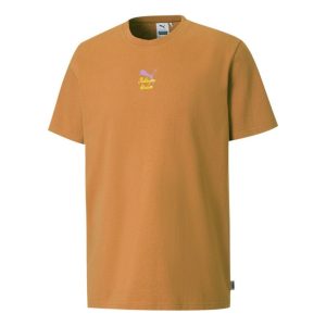 PUMA x Kidsuper Studios Crossover Tee Embroidered Alphabet Solid Color Sports Round Neck Short Sleeve Yellow 530410-77