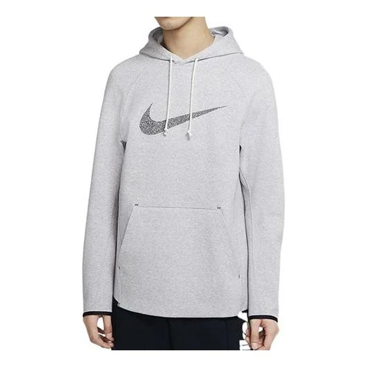 Men's Nike Solid Color Alphabet Logo Printing Hooded Long Sleeves Gray CK2977-902