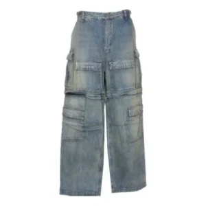 (WMNS) Balenciaga 24SS Zipper Type 2Way Denim Cargo Pants 'Blue' 773759TPW534868