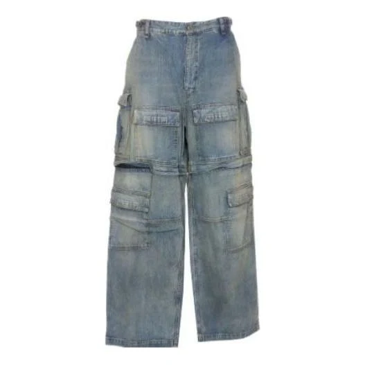 (WMNS) Balenciaga 24SS Zipper Type 2Way Denim Cargo Pants 'Blue' 773759TPW534868