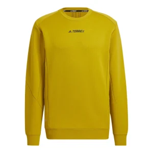 adidas Tx Logo Crew Sw Back Printing Round Neck Pullover Long Sleeves Yellow HN2034