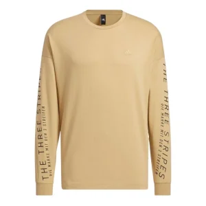 adidas Solid Color Minimalistic Alphabet Printing Round Neck Pullover Unisex Khaki HM2696