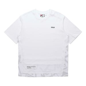 FILA MENS Fusion Casual Sports Tat Crew-neck Short Sleeve White T11M121119F-WT