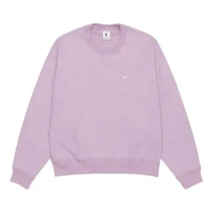 Men's Nike Lab Fleece Crew Solid Color Plush Stay Warm Sports Round Neck Pullover Pink DA0318-530